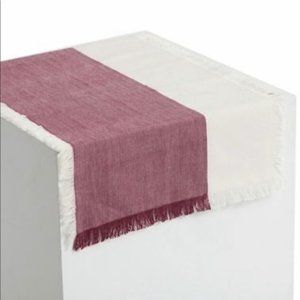 Pehr Table Runner 14 x 90 Chambray 100% Cotton Wine Natural Fringed NEW